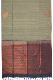  Stone Grey Jute Weave Kanjivaram Vegan Silk Saree 10075705
