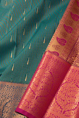 Green Kanjivaram Vegan Silk Saree 10076028