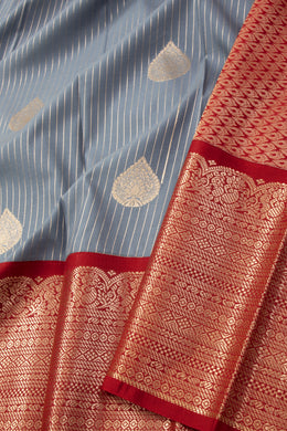 Grey Kanjivaram Vegan Silk Saree 10076042