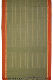 Green Art Silk Kanjivaram Saree With Stripes Design 10076330