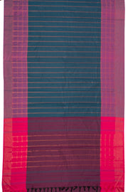 Blue Art Silk Kanjivaram Saree With Stripes Design 10076344