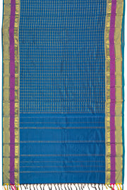 Blue Art Silk Kanjivaram Saree With Checks Design 10076352