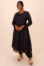 Black Printed Cotton Kurta Co-ord Set 10075952