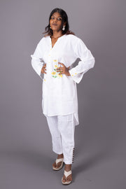 White Handcrafted Cotton Co-ord Set 10071216