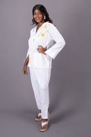 White Handcrafted Cotton Co-ord Set 10071231