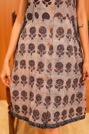 Rustic Blue Hand Embroidered Cotton Kurta 