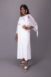 White Handcrafted Chiffon Dress 10071239
