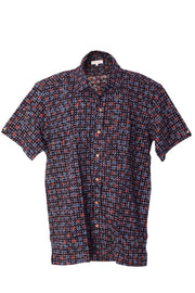 Black Half Sleeve Ajrakh Printed Cotton Mens Shirt 10073058