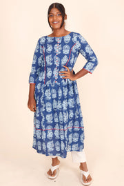 Blue Hand Block Printed Cotton Kurta 10075945