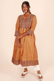 Orange Printed Cotton Kurta 10075950