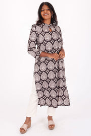 Black Jahota Hand Block Cotton Kurta 