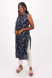 Blue Jahota Hand Block Cotton Kurta 