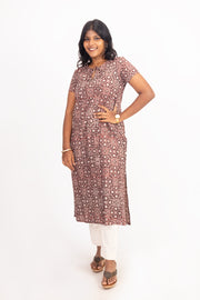 Brown Jahota Hand block Printed Cotton Kurta 10072343