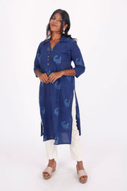 Indigo Hand Block Printed Cotton Kurta