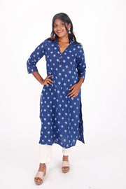 Indigo Hand Block Printed Cotton Kurta