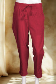 Red Solid Style Cotton Pant 10062711 