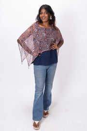 Millennium Blue Handcrafted Chiffon Crop Top 10071235