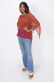 Maroon Handcrafted Chiffon Crop Top 10071238