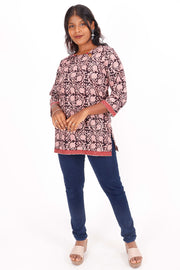 Black Plum Bagh Printed Cotton Kurti 10071551