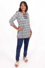 Arctic Blue Bagh Printed Cotton Kurti 10071552