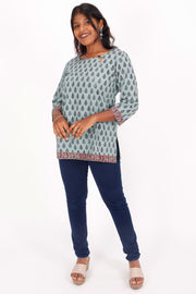 Arctic Blue Bagh Printed Cotton Kurti 10071573