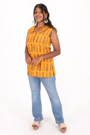 Melon Yellow Bagh Printed Cotton Kurti 10071651