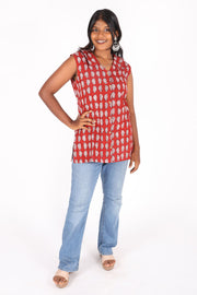 Lava Red Bagh Printed Cotton Kurti 10071652