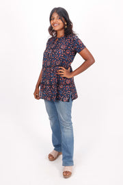 Dark Raisin Black Jahota Hand Block Cotton Kurti 10072356