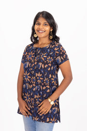 Blue Jahota Hand block  Printed Cotton Kurti 10072384