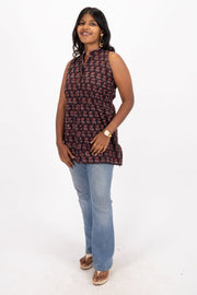 Black Jahota Hand Block Cotton Kurtis 10072385