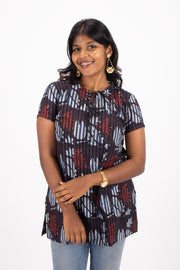 Black Jahota Hand Block Cotton Kurtis 10072397