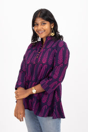 Purple Kutchi Hand Block Printed Cotton Kurtis 10072399