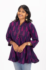 Purple Kutchi Handblock Printed Cotton Kurtis 10072400