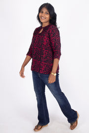 Maroon Batik Printed Rayon Kurti 10076418