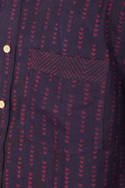 Indigo Handblock Print Pre-Washed Pure Cotton Crop Shirt 10074621