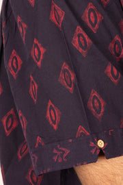 Indigo Handblock Print Pre-Washed Pure Cotton Crop Shirt 10074630