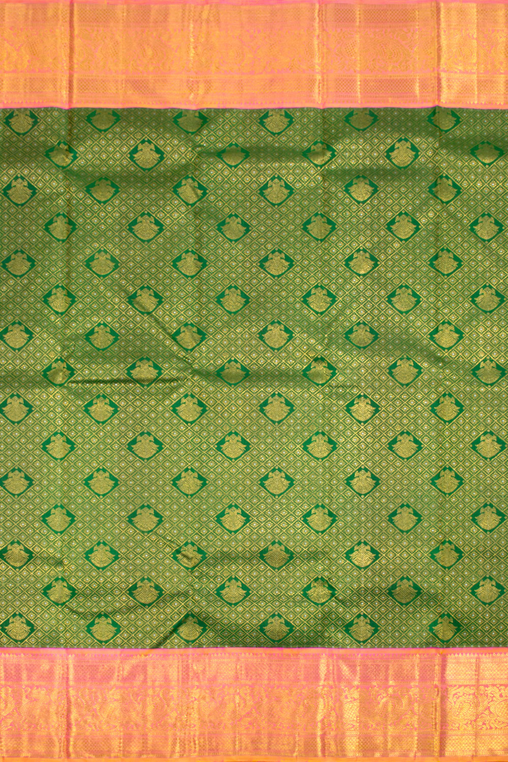 Forest Green Pure Zari Korvai Kanjivaram Silk Saree 10062638
