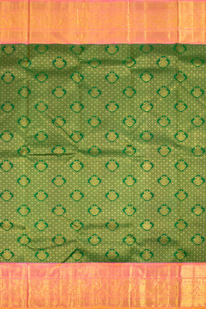 Forest Green Pure Zari Korvai Kanjivaram Silk Saree 10062638
