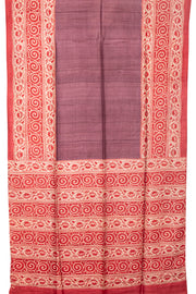  Mauve Printed Tussar Silk Saree 10076290