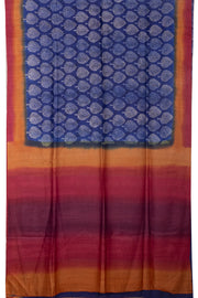 Blue Printed Tussar Silk Saree 10076293