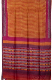 Orange Printed Tussar Silk Saree 10076296