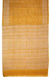 Honey Yellow Printed Tussar Silk Saree With Floral Motifs 10076455