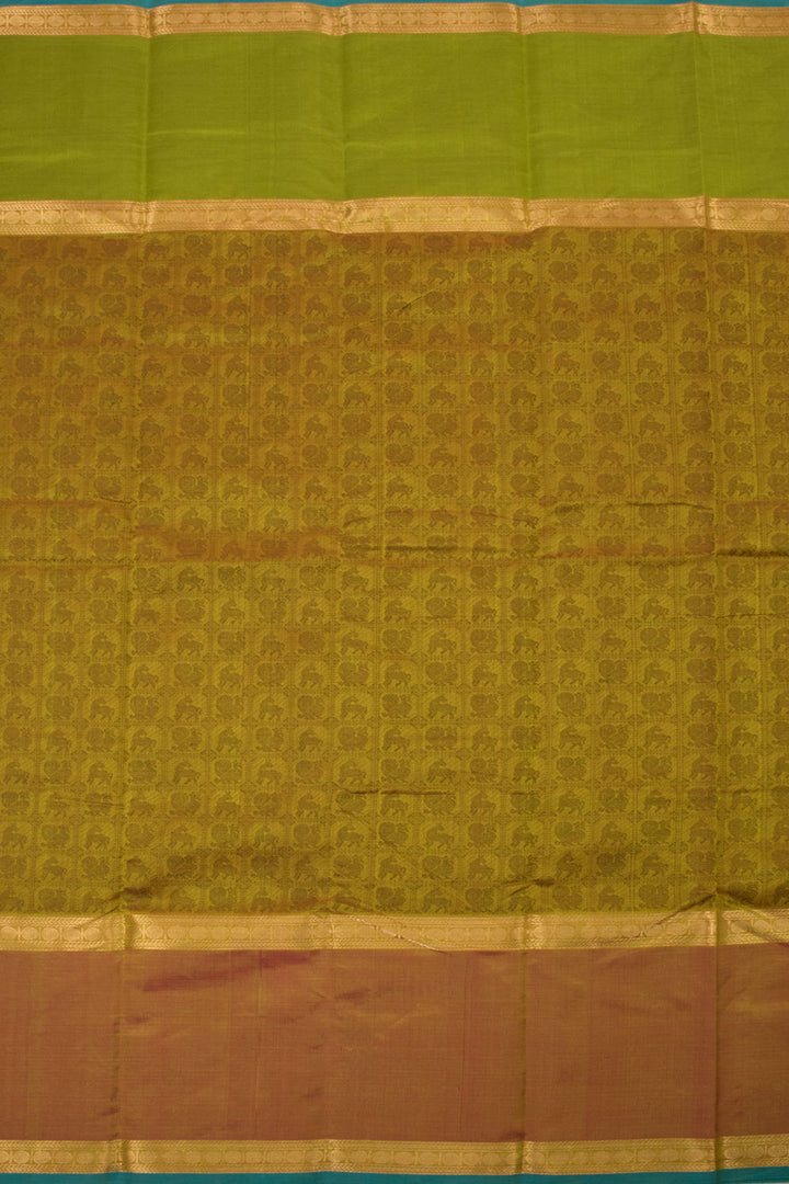 Green Handloom Kanchi Silk Cotton Saree - Avishya