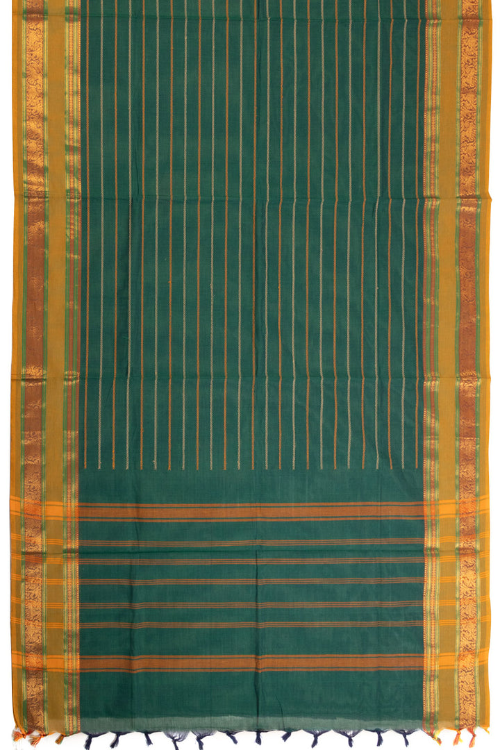Green Handwoven Kanchi Cotton Saree 10068692 - Avishya