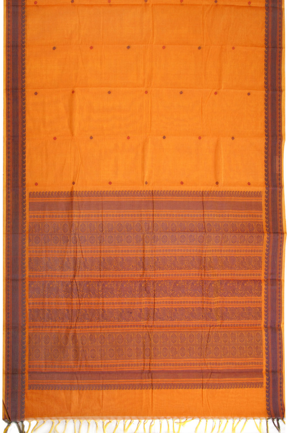 Orange Kanchi Cotton Saree 10069236 - Avishya