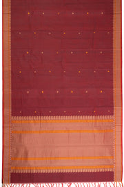 Maroon Handwoven Kanchi Cotton Saree 10069237 - Avishya