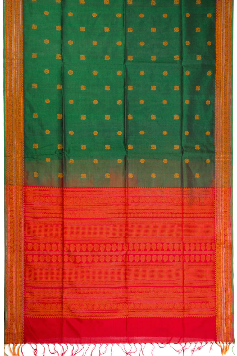 Green Handloom Kanchi Silk Cotton Saree 10069261 - Avishya