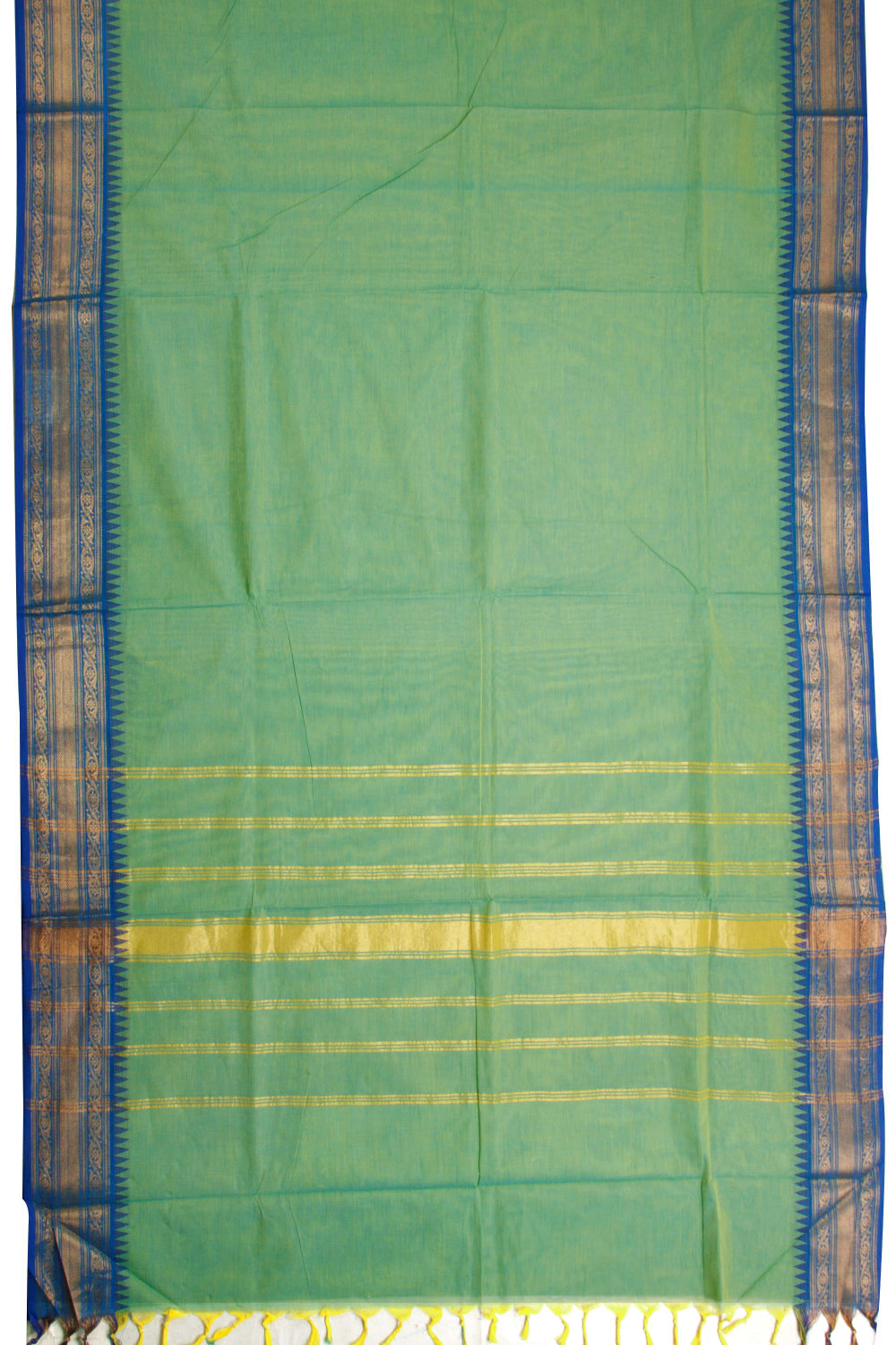 Green Handwoven Kanchi Cotton Saree 10069276 - Avishya