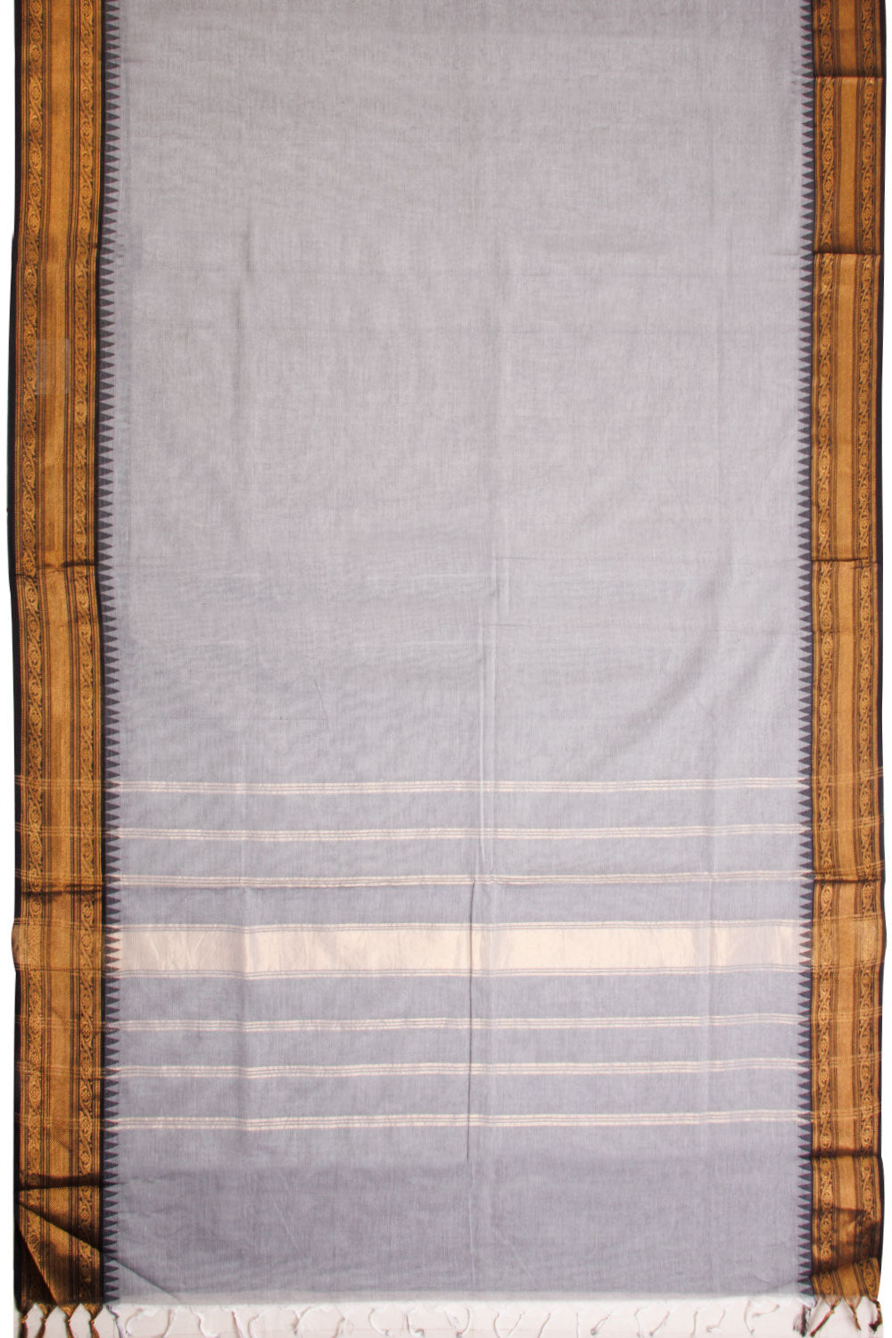 Grey Handwoven Kanchi Cotton Saree 10069285 - Avishya