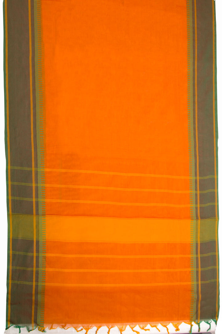 Orange Handwoven Kanchi Cotton Saree 10069295 - Avishya